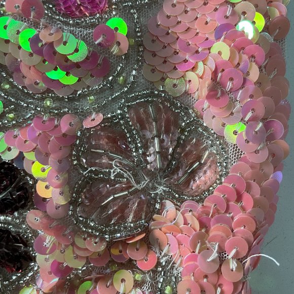 Topshop Pink Sequin Halter Tie Neck Crop Top - Picture 9 of 9